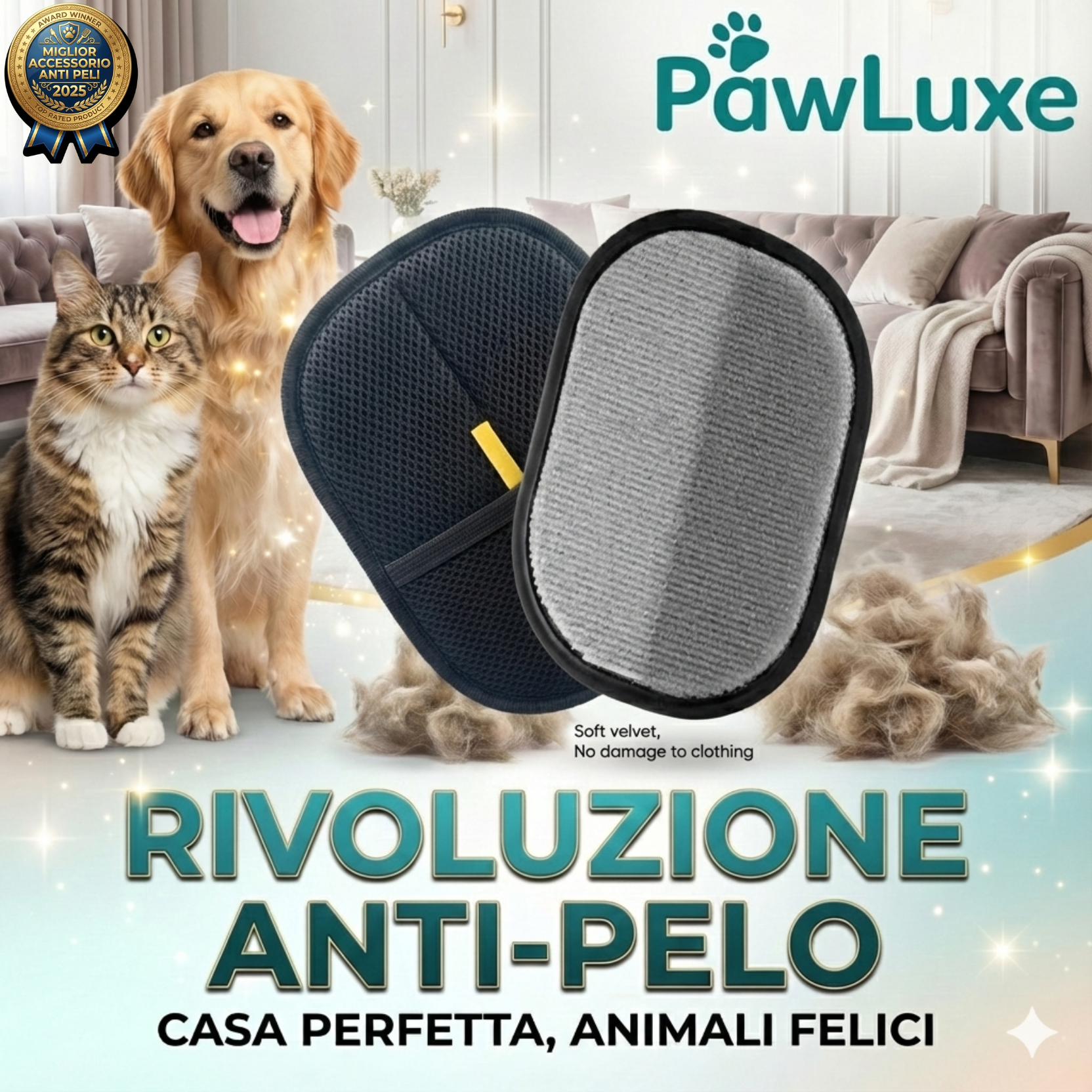 PawLuxe™ | Spazzola Rimuovi Peli per Cani e Gatti